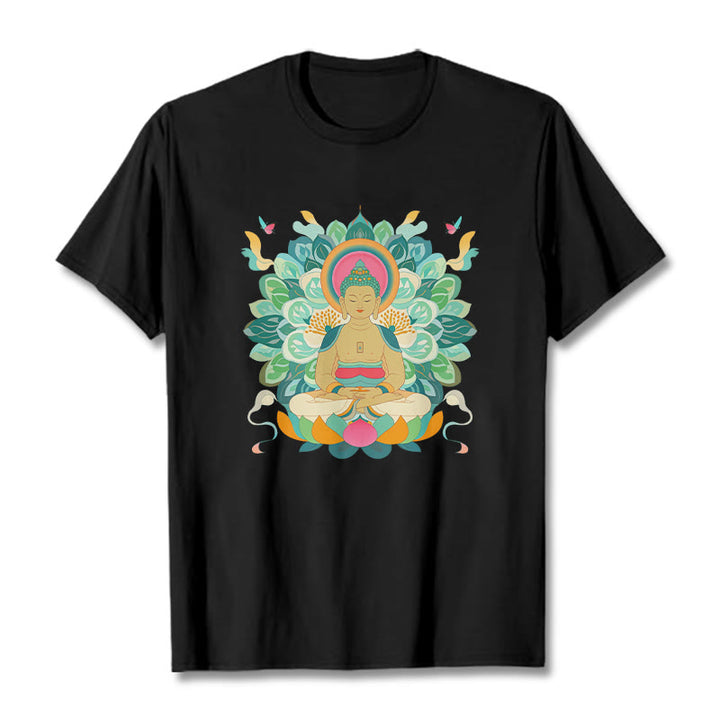 T-shirt inspiré du Buddha Stones , du papillon et du lotus - Noir - 2XL - image 4