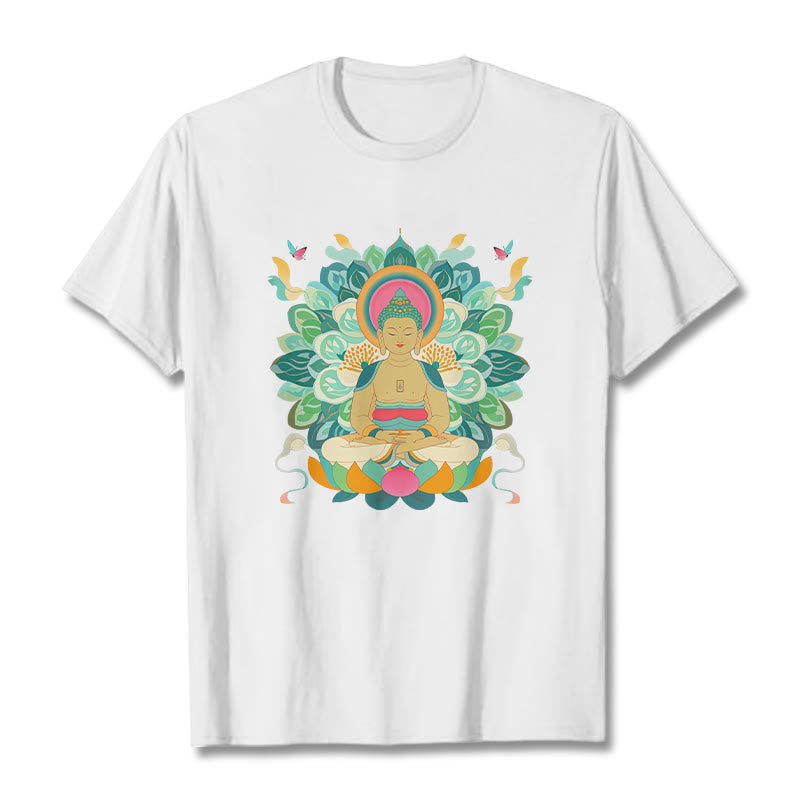 T-shirt inspiré du Buddha Stones , du papillon et du lotus - Blanc - 2XL - image 1