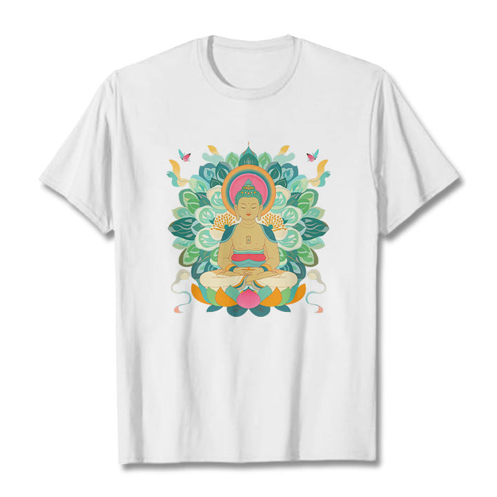 T-shirt inspiré du Buddha Stones , du papillon et du lotus - Blanc - 2XL - image 1