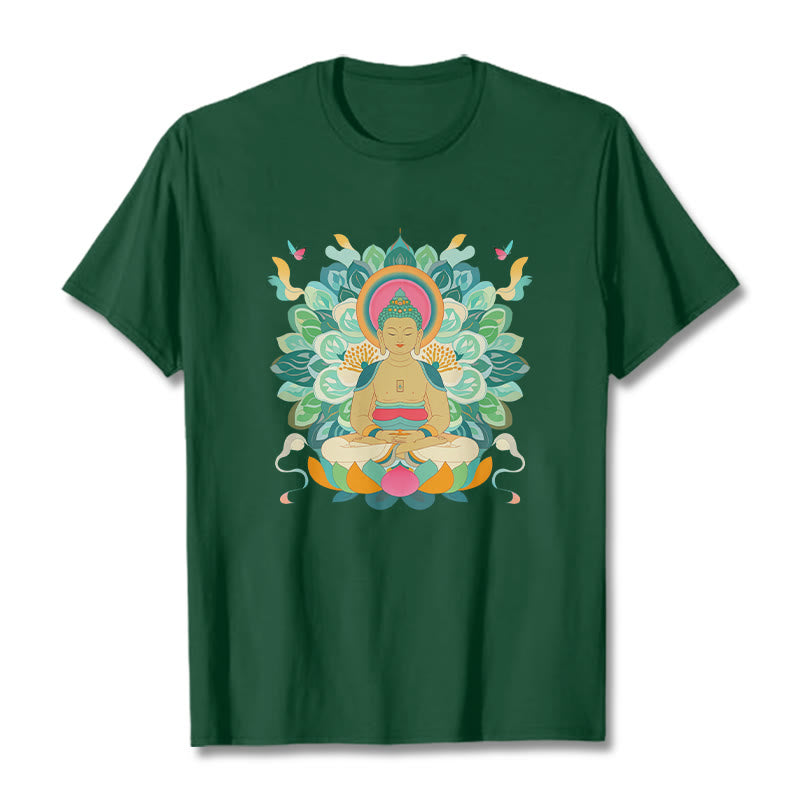T-shirt inspiré du Buddha Stones , du papillon et du lotus - Vert forêt - 2XL - image 9