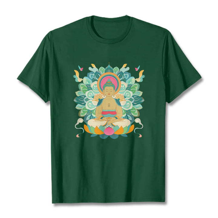 T-shirt inspiré du Buddha Stones , du papillon et du lotus - Vert forêt - 2XL - image 9