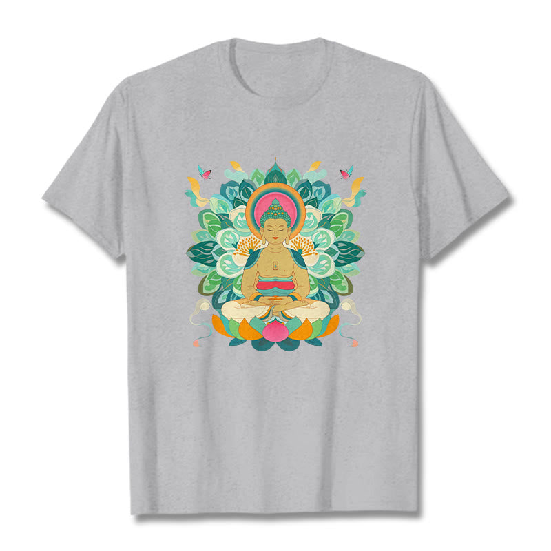T-shirt inspiré du Buddha Stones , du papillon et du lotus - Gris clair - 2XL - image 19