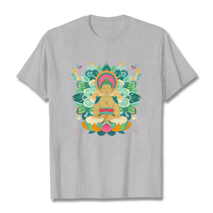 T-shirt inspiré du Buddha Stones , du papillon et du lotus - Gris clair - 2XL - image 18
