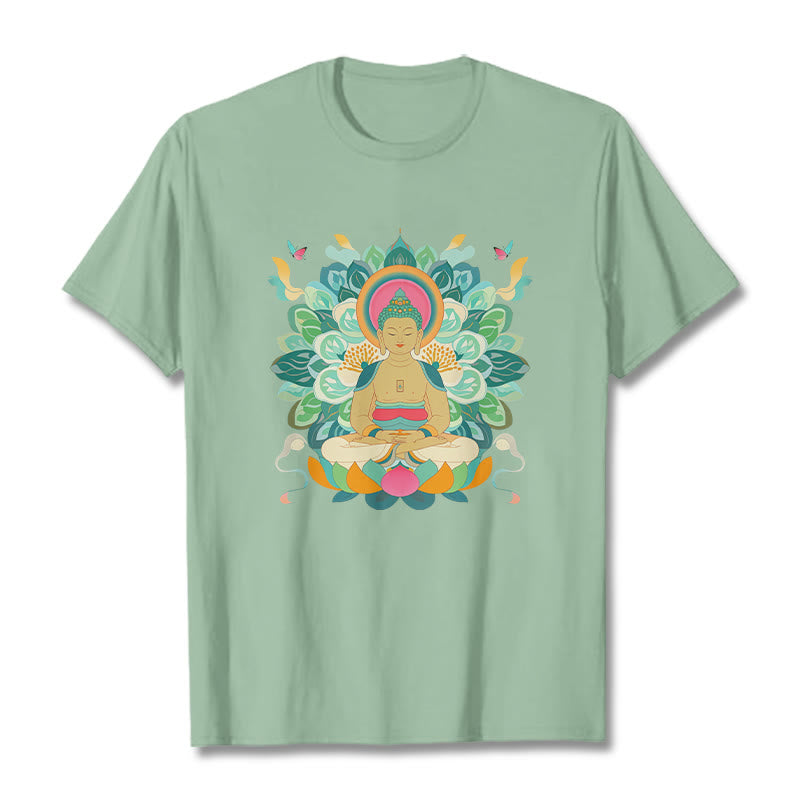 T-shirt inspiré du Buddha Stones , du papillon et du lotus - Vert pâle - 2XL - image 13