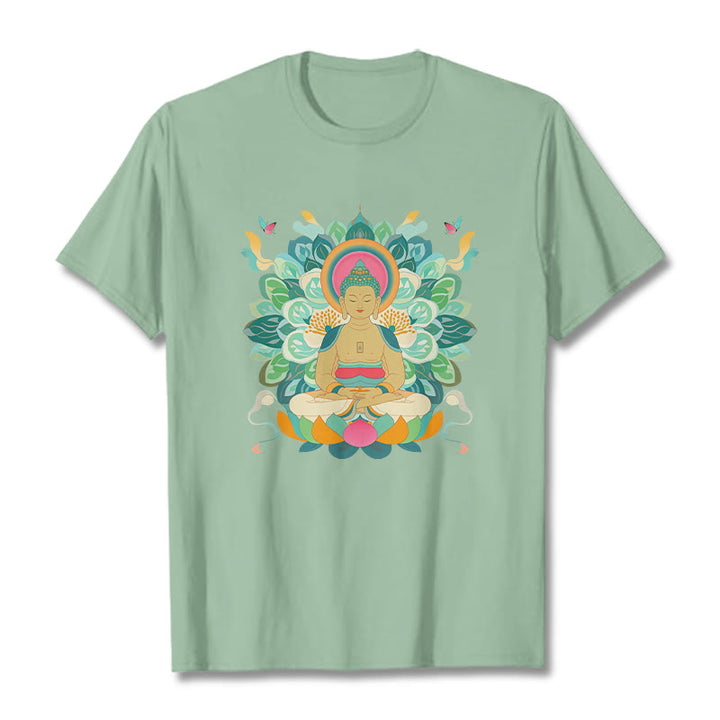 T-shirt inspiré du Buddha Stones , du papillon et du lotus - Vert pâle - 2XL - image 13