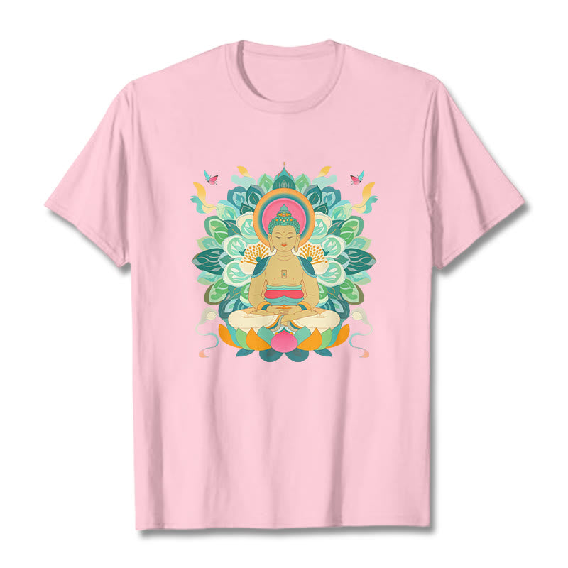 T-shirt inspiré du Buddha Stones , du papillon et du lotus - Rose clair - 2XL - image 12