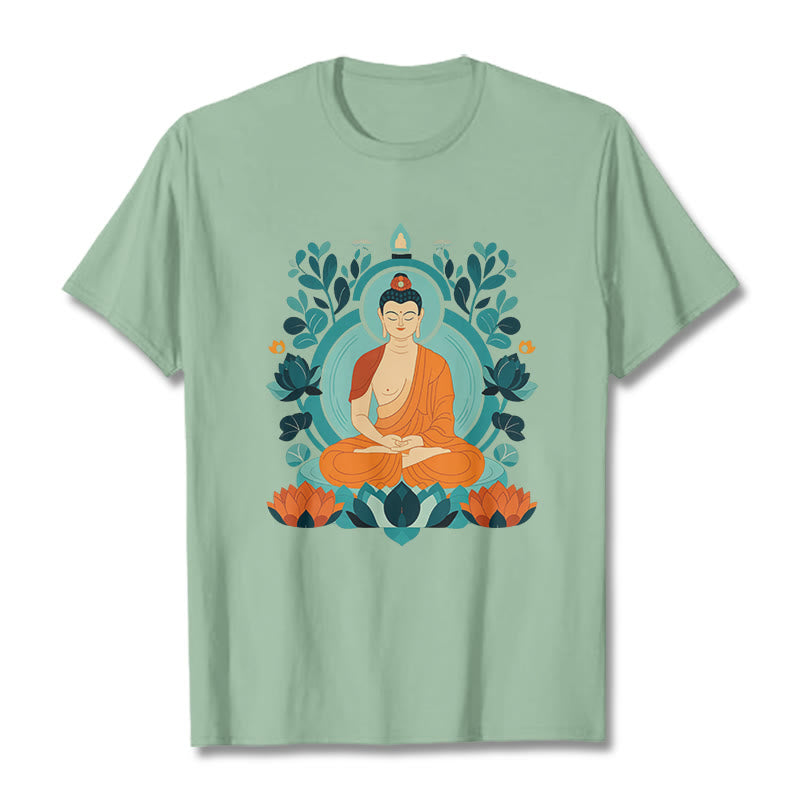 T-shirt Buddha Stones Lotus Bouddha Méditation - Vert pâle - 2XL - image 1