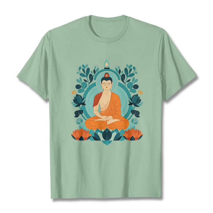 T-shirt Buddha Stones Lotus Bouddha Méditation - Vert pâle - 2XL - image 1