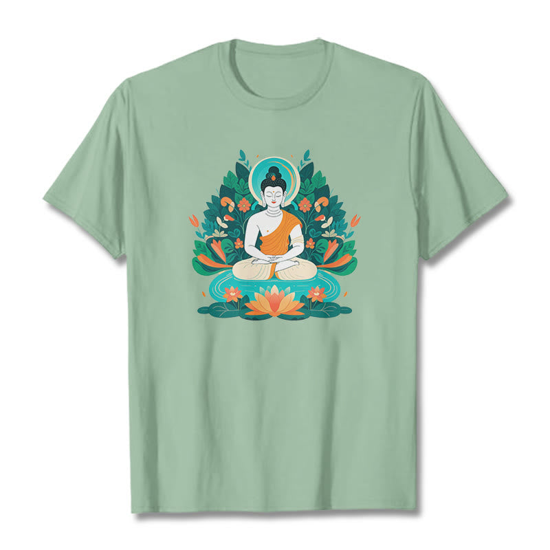 T-shirt Buddha Stones Fleur Herbe Lotus Bodhisattva - Vert pâle - 2XL - image 14