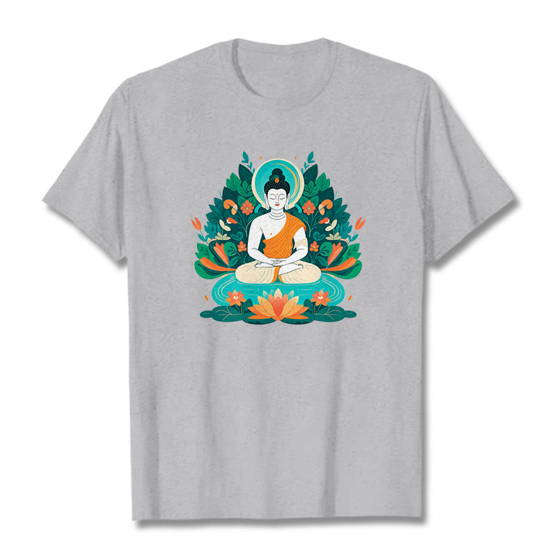 T-shirt Buddha Stones Fleur Herbe Lotus Bodhisattva - Gris clair - 2XL - image 18