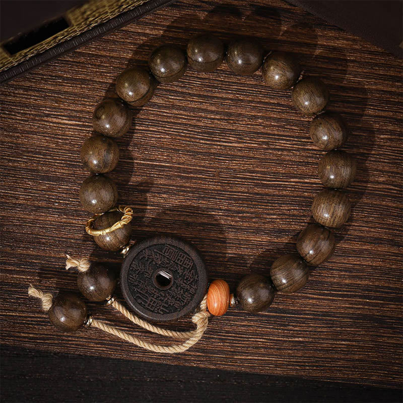 Bracelet d'équilibre en Buddha Stones et bois d'ébène avec fantômes des montagnes
