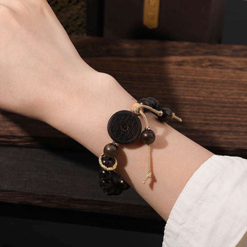 Bracelet d'équilibre en Buddha Stones et bois d'ébène avec fantômes des montagnes