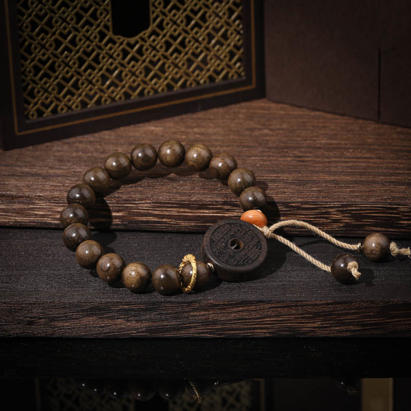 Bracelet d'équilibre en Buddha Stones et bois d'ébène avec fantômes des montagnes