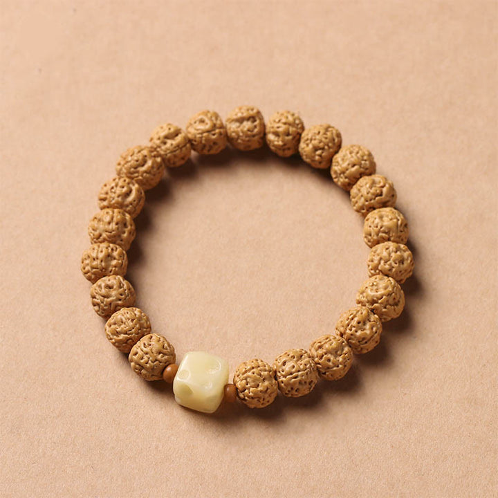 Bracelet de richesse avec breloque en forme de main de Bouddha et Buddha Stones Dzi à trois yeux en forme de graine de Bodhi