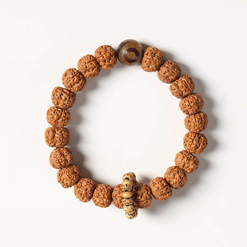Bracelet de richesse avec breloque en forme de main de Bouddha et Buddha Stones Dzi à trois yeux en forme de graine de Bodhi
