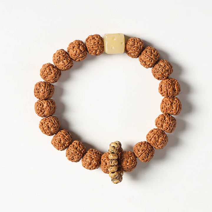 Bracelet de richesse avec breloque en forme de main de Bouddha et Buddha Stones Dzi à trois yeux en forme de graine de Bodhi
