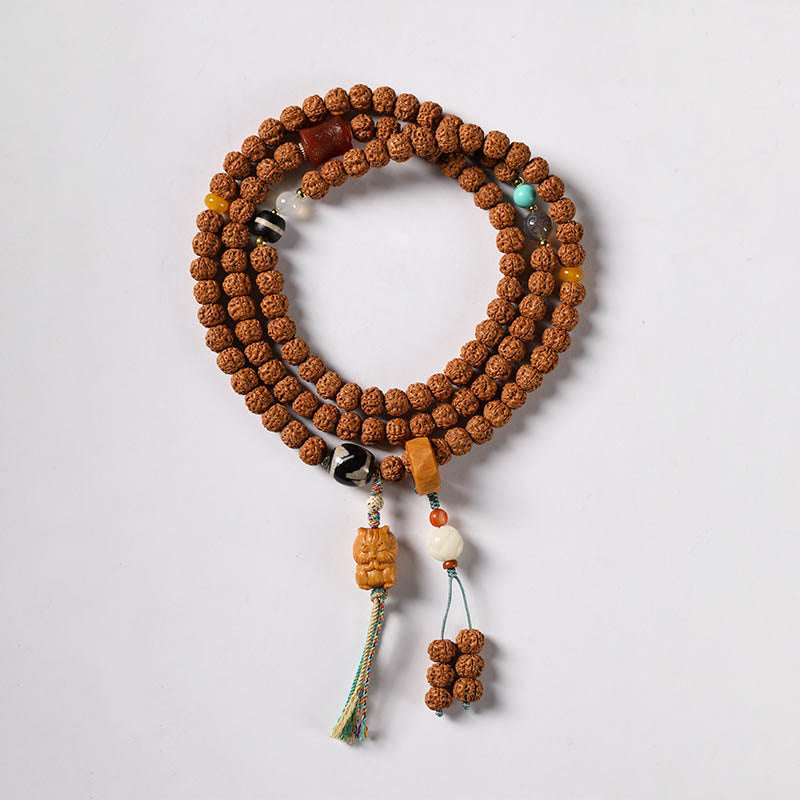 Bracelet de richesse avec breloque en forme de main de Bouddha et Buddha Stones Dzi à trois yeux en forme de graine de Bodhi