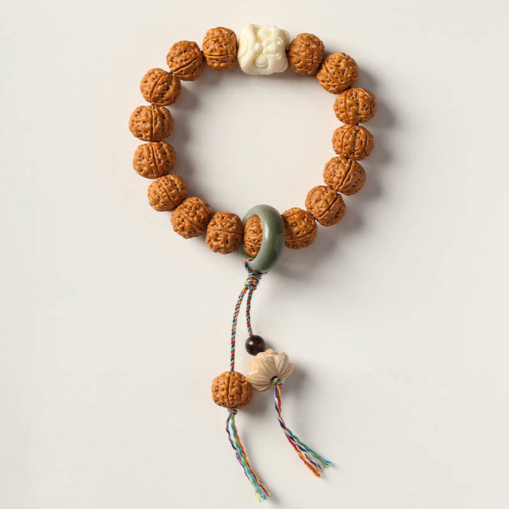 Bracelet de richesse avec breloque en forme de main de Bouddha et Buddha Stones Dzi à trois yeux en forme de graine de Bodhi