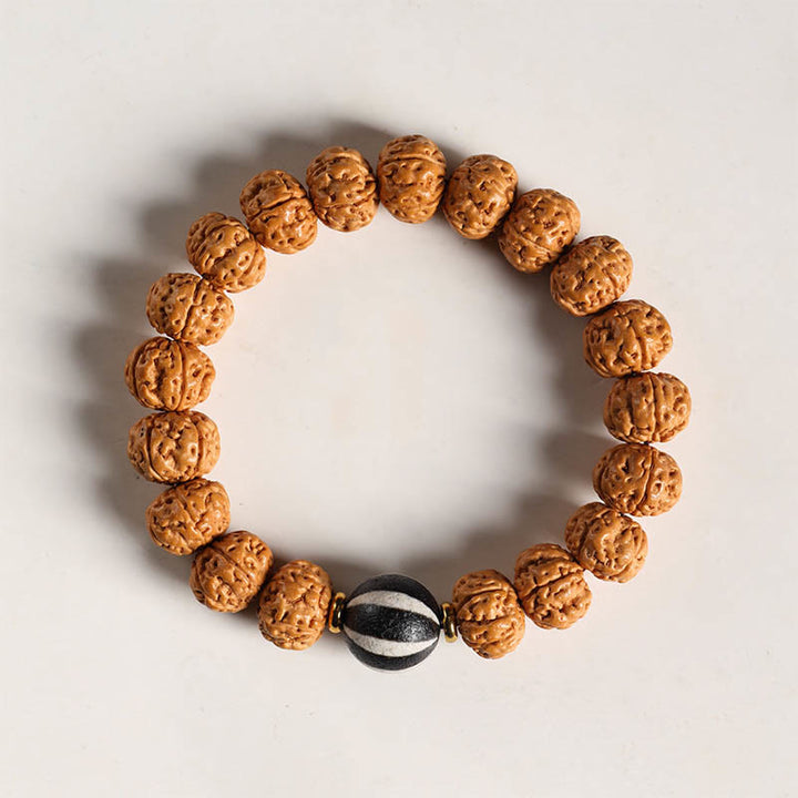 Bracelet de richesse avec breloque en forme de main de Bouddha et Buddha Stones Dzi à trois yeux en forme de graine de Bodhi