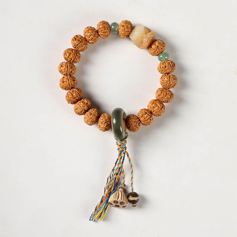 Bracelet de richesse avec breloque en forme de main de Bouddha et Buddha Stones Dzi à trois yeux en forme de graine de Bodhi
