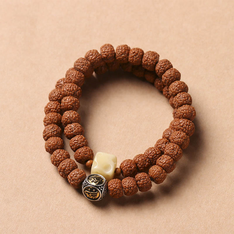 Bracelet de richesse avec breloque en forme de main de Bouddha et Buddha Stones Dzi à trois yeux en forme de graine de Bodhi