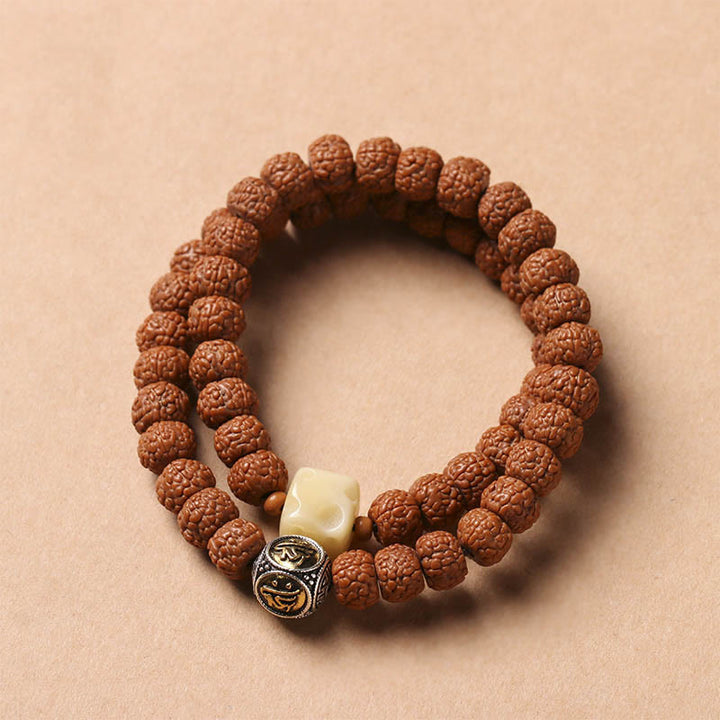 Bracelet de richesse avec breloque en forme de main de Bouddha et Buddha Stones Dzi à trois yeux en forme de graine de Bodhi