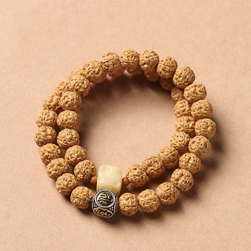 Bracelet de richesse avec breloque en forme de main de Bouddha et Buddha Stones Dzi à trois yeux en forme de graine de Bodhi