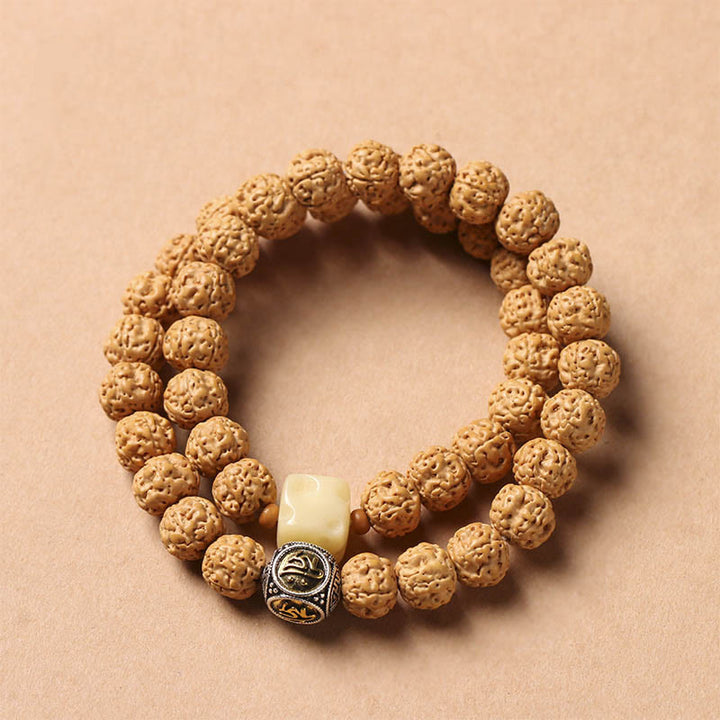 Bracelet de richesse avec breloque en forme de main de Bouddha et Buddha Stones Dzi à trois yeux en forme de graine de Bodhi