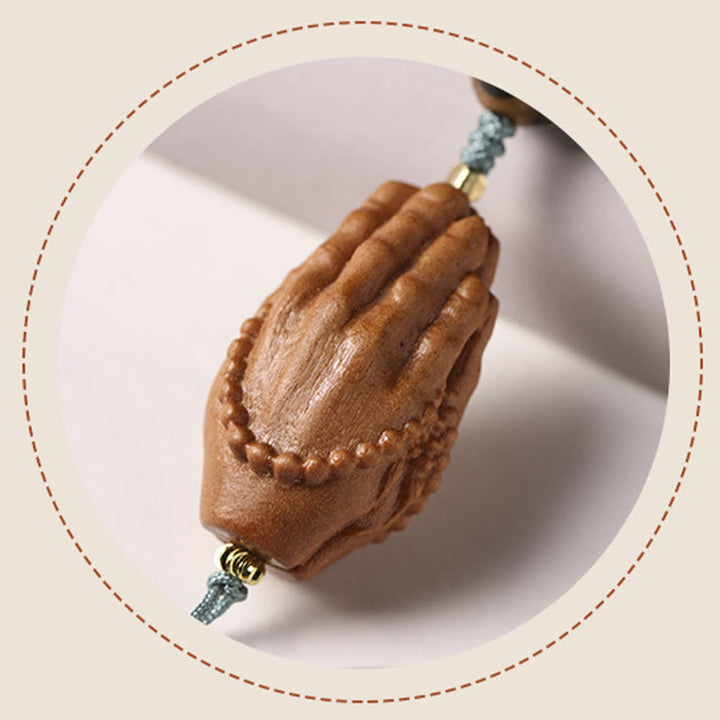 Bracelet de richesse avec breloque en forme de main de Bouddha et Buddha Stones Dzi à trois yeux en forme de graine de Bodhi