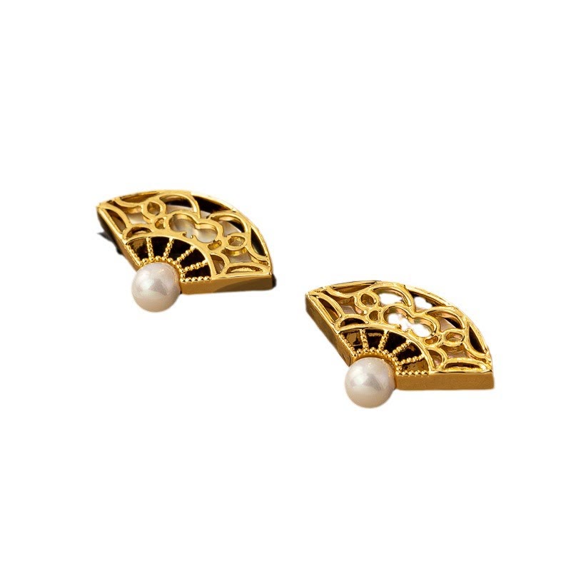 Buddha Stones et motif éventail en cuivre et perles