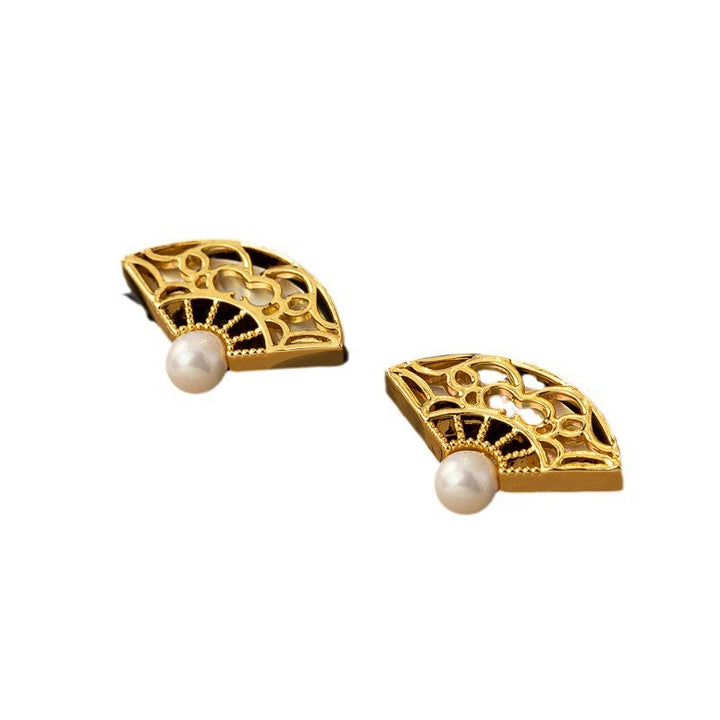 Buddha Stones et motif éventail en cuivre et perles