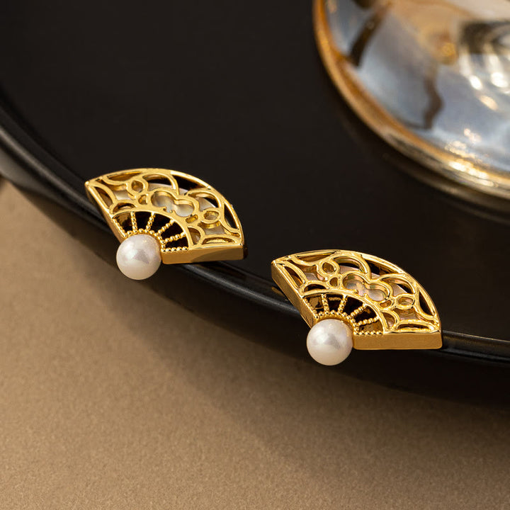 Buddha Stones et motif éventail en cuivre et perles