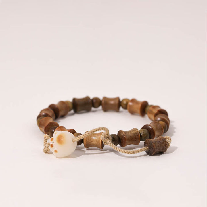 Bracelet de paix en bambou avec griffes de chat et graines de Bodhi en bois de santal vert et Buddha Stones - image 2