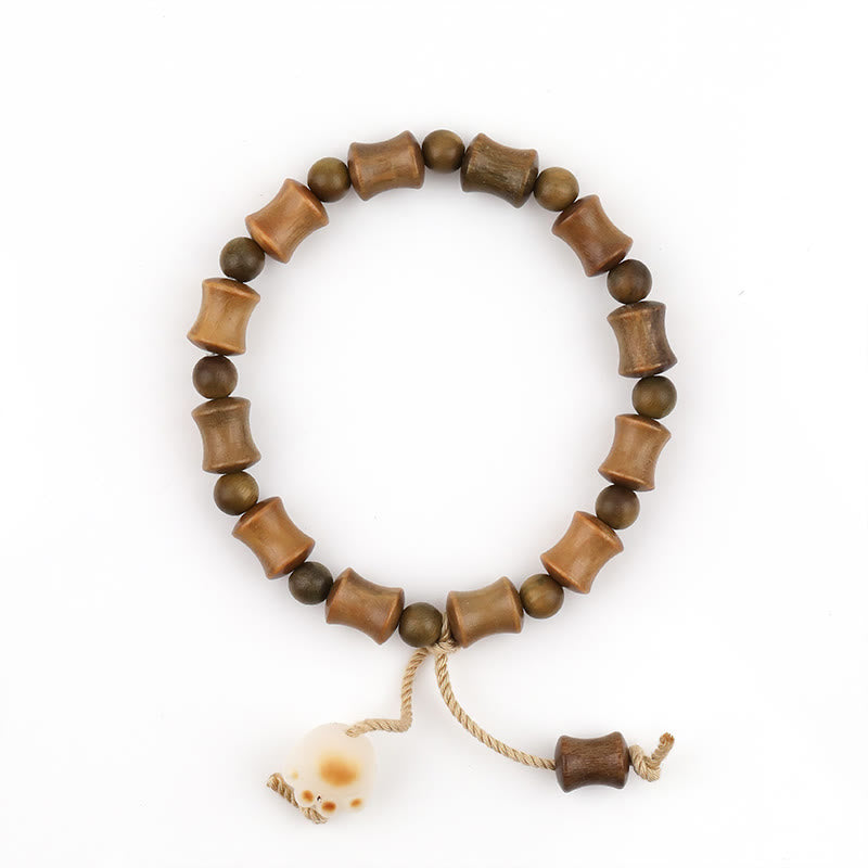 Bracelet de paix en bambou avec griffes de chat et graines de Bodhi en bois de santal vert et Buddha Stones - image 6