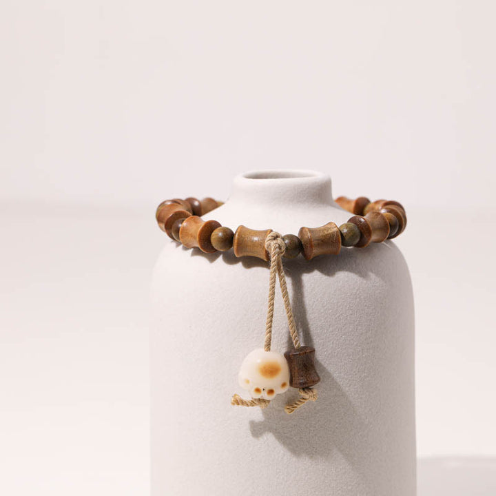 Bracelet de paix en bambou avec griffes de chat et graines de Bodhi en bois de santal vert et Buddha Stones - image 3