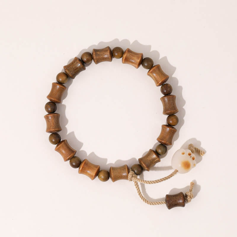 Bracelet de paix en bambou avec griffes de chat et graines de Bodhi en bois de santal vert et Buddha Stones - Bois de santal vert (tour de poignet : 15-17 cm) - image 1
