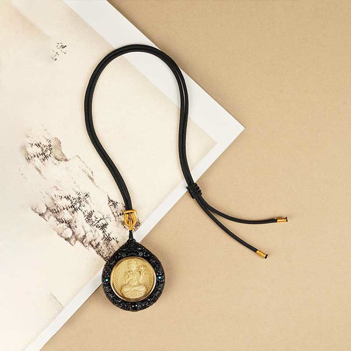 Buddha Stones Zodiaque chinois Bouddha natal Petite feuille Bois de santal rouge Ébène Collier Pendentif Longévité - image 18
