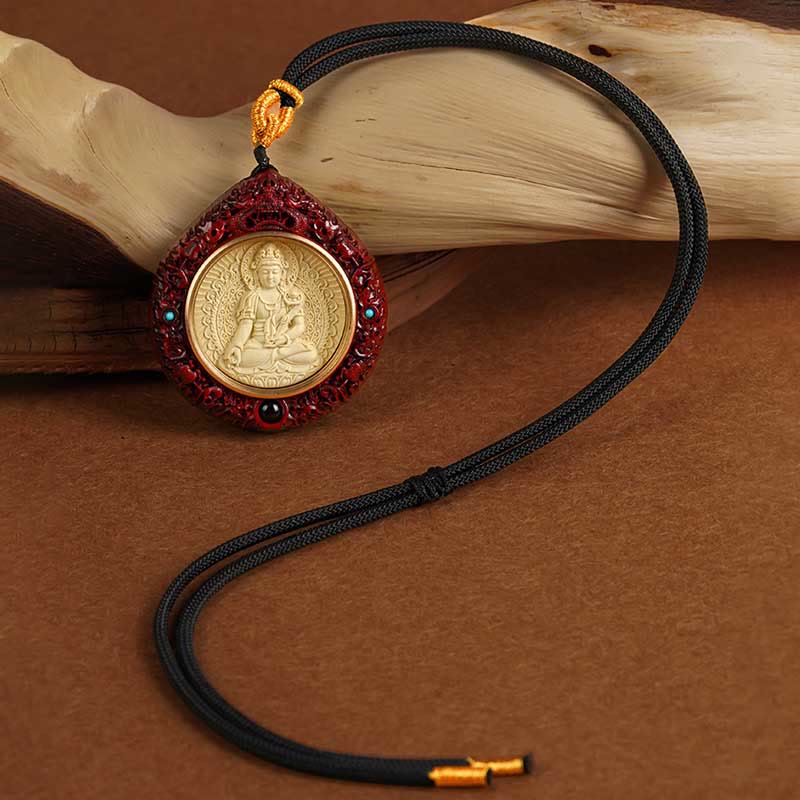 Buddha Stones Zodiaque chinois Bouddha natal Petite feuille Bois de santal rouge Ébène Collier Pendentif Longévité - image 20