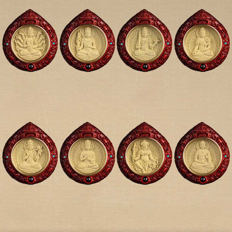 Buddha Stones Zodiaque chinois Bouddha natal Petite feuille Bois de santal rouge Ébène Collier Pendentif Longévité - image 24