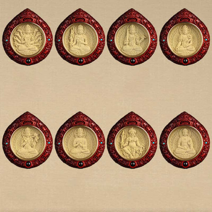 Buddha Stones Zodiaque chinois Bouddha natal Petite feuille Bois de santal rouge Ébène Collier Pendentif Longévité - image 24