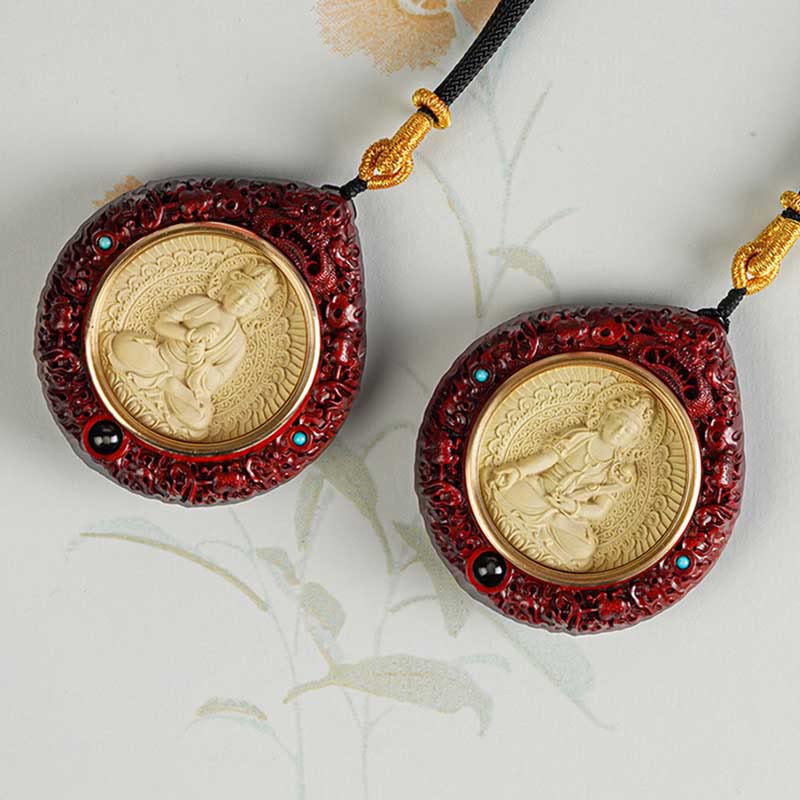 Buddha Stones Zodiaque chinois Bouddha natal Petite feuille Bois de santal rouge Ébène Collier Pendentif Longévité - image 22