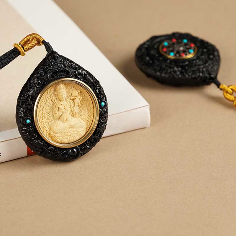 Buddha Stones Zodiaque chinois Bouddha natal Petite feuille Bois de santal rouge Ébène Collier Pendentif Longévité - image 26