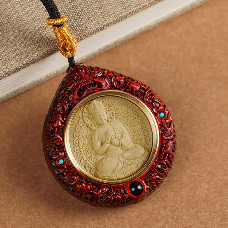 Buddha Stones Zodiaque chinois Bouddha natal Petite feuille Bois de santal rouge Ébène Collier Pendentif Longévité - image 1