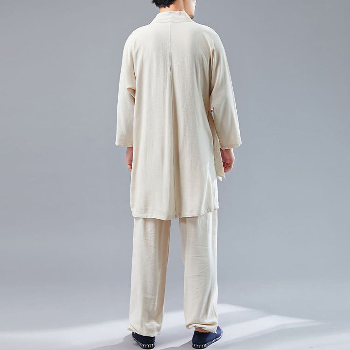 Ensemble de vêtements en coton et lin pour homme, 2 pièces, Buddha Stones en V, manches longues, haut et pantalon, méditation, zen, Tai Chi - image 10