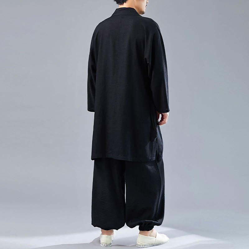 Ensemble de vêtements en coton et lin pour homme, 2 pièces, Buddha Stones en V, manches longues, haut et pantalon, méditation, zen, Tai Chi - image 23