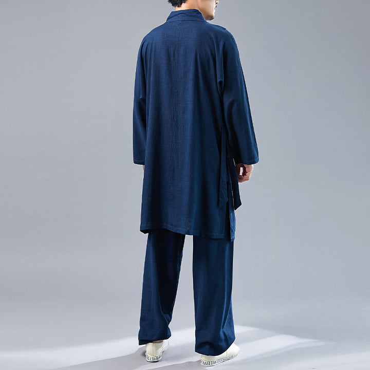 Ensemble de vêtements en coton et lin pour homme, 2 pièces, Buddha Stones en V, manches longues, haut et pantalon, méditation, zen, Tai Chi - image 33