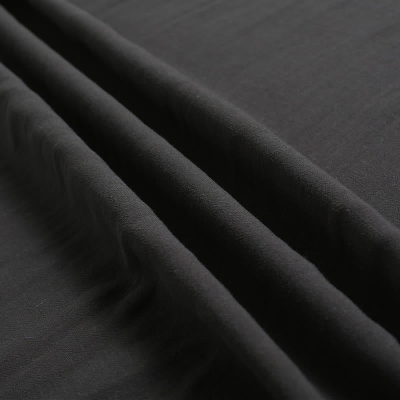 Chemise en coton et lin à manches courtes et col rond pour homme de couleur unie Buddha Stones