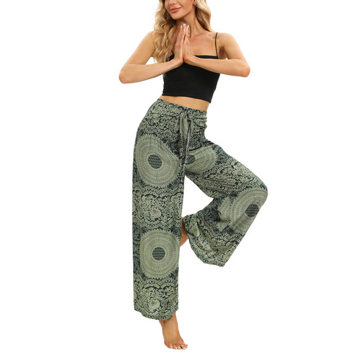 Pantalon large à lacets style bohème Buddha Stones pour femme
