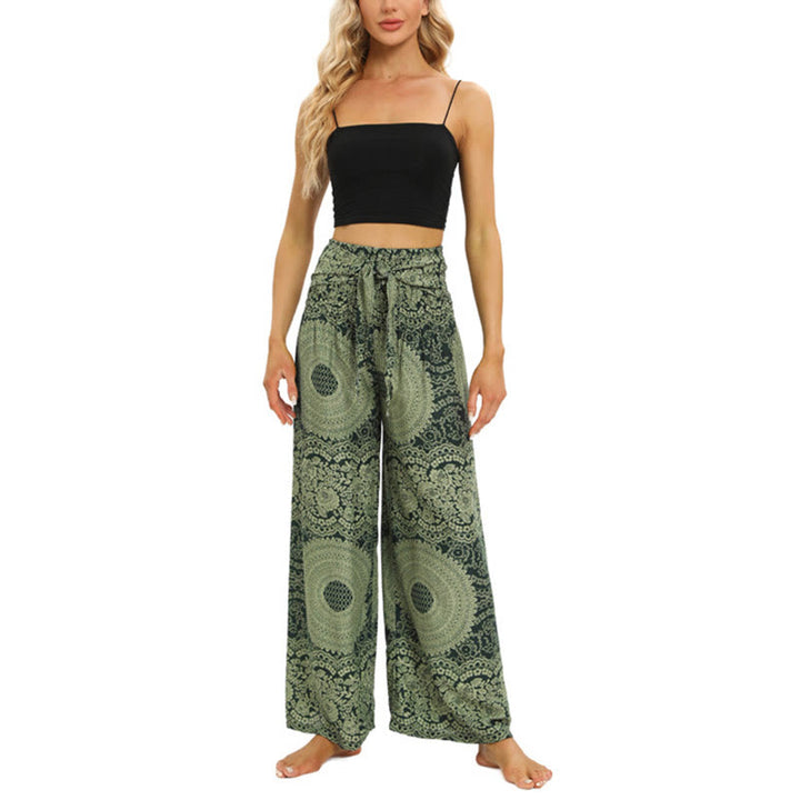 Pantalon large à lacets style bohème Buddha Stones pour femme