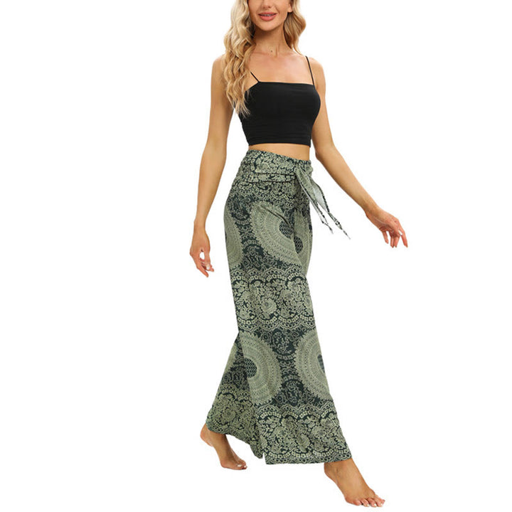 Pantalon large à lacets style bohème Buddha Stones pour femme